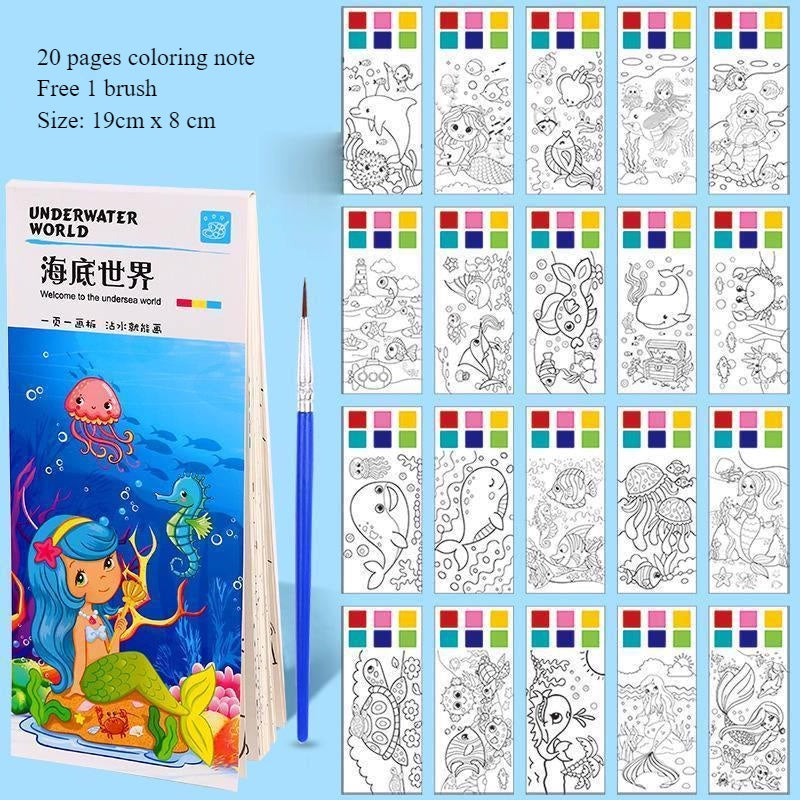 CLEARANCE Children Coloring Note/ Watercolor Note/ Children Painting Sticky Note/  Pocket Painting Note/ Coloring Book