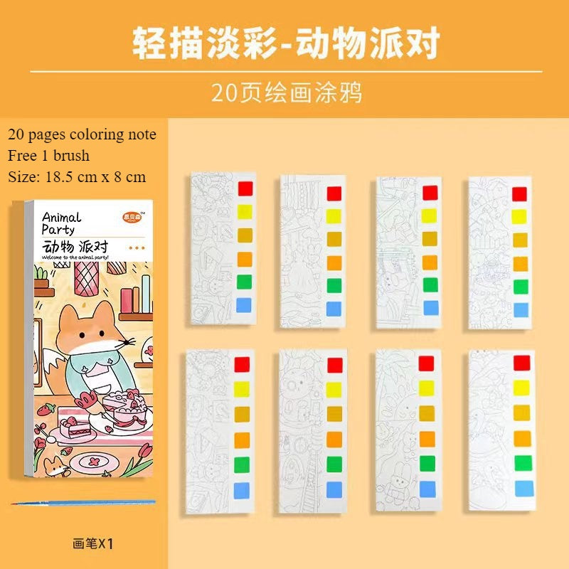 CLEARANCE Children Coloring Note/ Watercolor Note/ Children Painting Sticky Note/  Pocket Painting Note/ Coloring Book