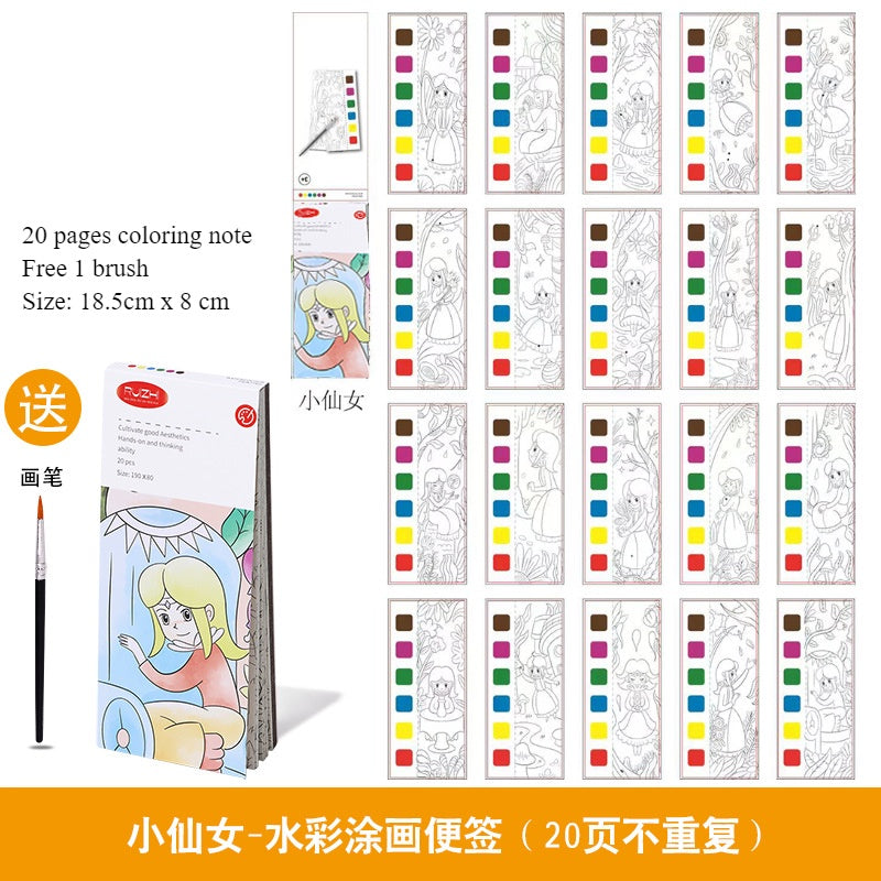 CLEARANCE Children Coloring Note/ Watercolor Note/ Children Painting Sticky Note/  Pocket Painting Note/ Coloring Book