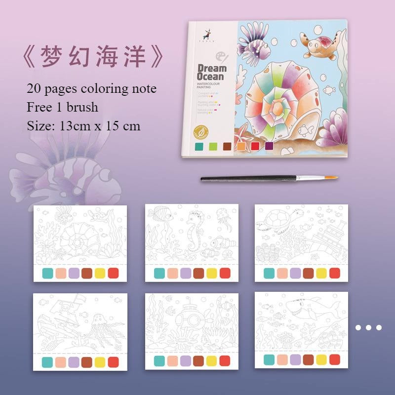 CLEARANCE Children Coloring Note/ Watercolor Note/ Children Painting Sticky Note/  Pocket Painting Note/ Coloring Book