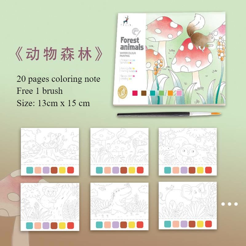 CLEARANCE Children Coloring Note/ Watercolor Note/ Children Painting Sticky Note/  Pocket Painting Note/ Coloring Book