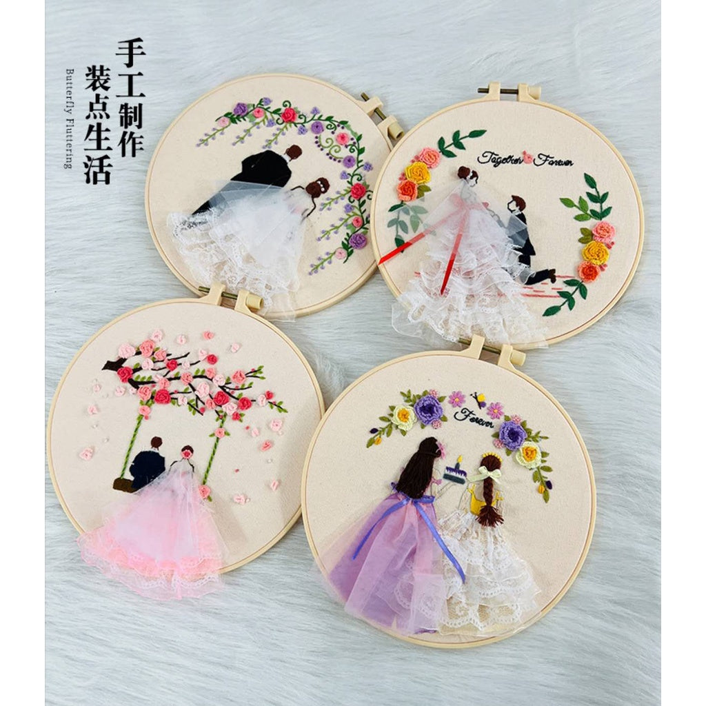 Wedding Theme Embroidery Kit/ Bride & Groom Embroidery Set/ Set Sulaman Tangan/ Embroidery Kit Needlework/ Cross stitch