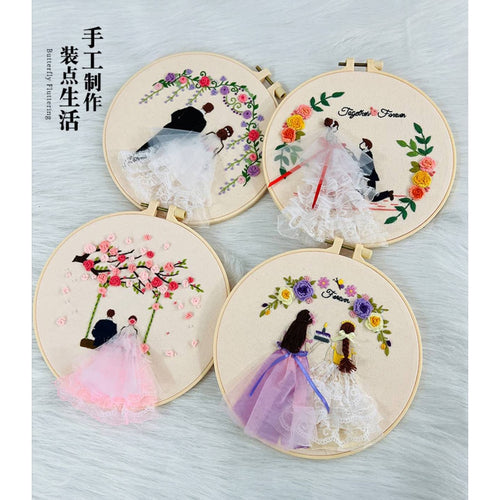 Wedding Theme Embroidery Kit/ Bride & Groom Embroidery Set/ Set Sulaman Tangan/ Embroidery Kit Needlework/ Cross stitch