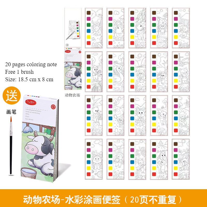 CLEARANCE Children Coloring Note/ Watercolor Note/ Children Painting Sticky Note/  Pocket Painting Note/ Coloring Book