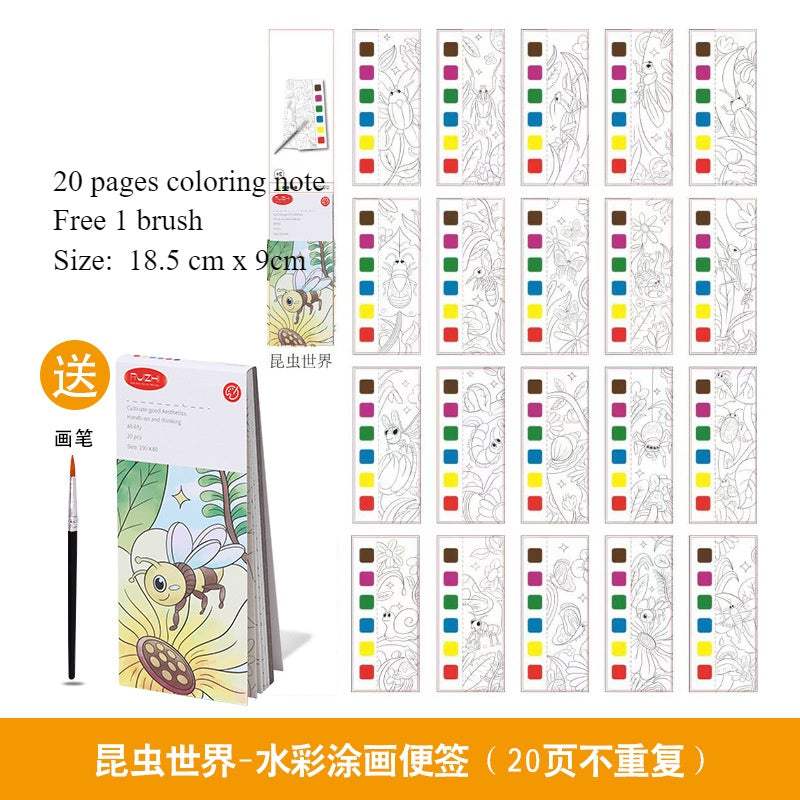 CLEARANCE Children Coloring Note/ Watercolor Note/ Children Painting Sticky Note/  Pocket Painting Note/ Coloring Book
