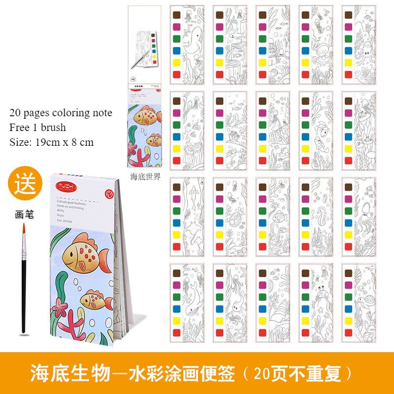 CLEARANCE Children Coloring Note/ Watercolor Note/ Children Painting Sticky Note/  Pocket Painting Note/ Coloring Book