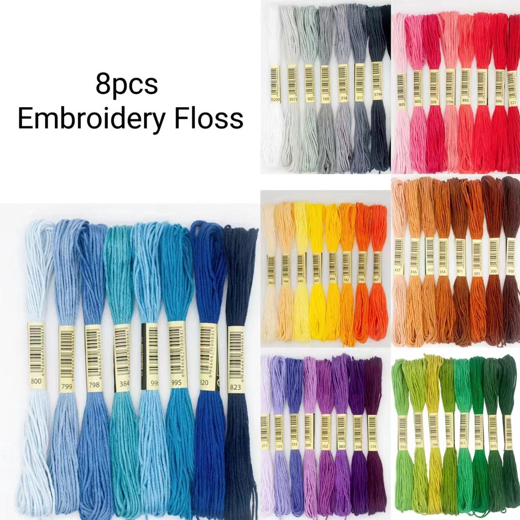 8pcs Embroidery Thread / Floss Mixed 8 Colour Set Handmade DIY Cross Stitch Thread Colorful Benang Sulam 8色/混色刺绣线