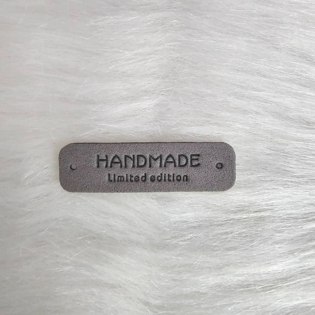 5pcs Handmade Microfiber Label Tag Color Tag 彩色标签handmade字母两孔压花麂皮绒皮标