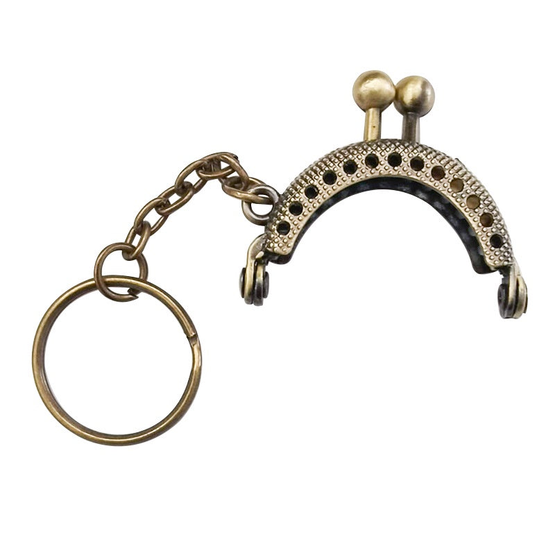 5cm Mini Keychain Clapslock purse/wallet frame Benang Kait Beg Accessories DIY小口金包包配件半圆带链格子花直珠头口金
