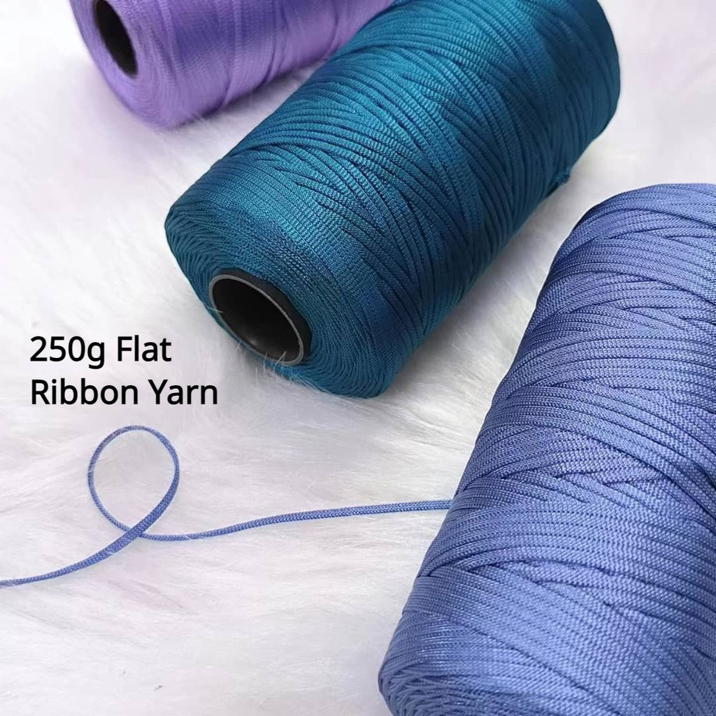 250g Flat Ribbon Yarn/ benang kait beg/ Icy Yarn/ Tape Yarn/ Tali Beg/ crochet yarn/ 丝光线/冰丝棉麻扁带线