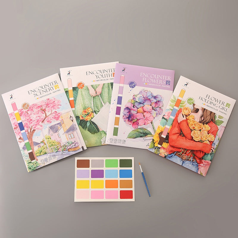 CLEARANCE Creative Watercolor Painting Book Decompression Coloring Book Graffiti Drawing Book Cartoon with Paint