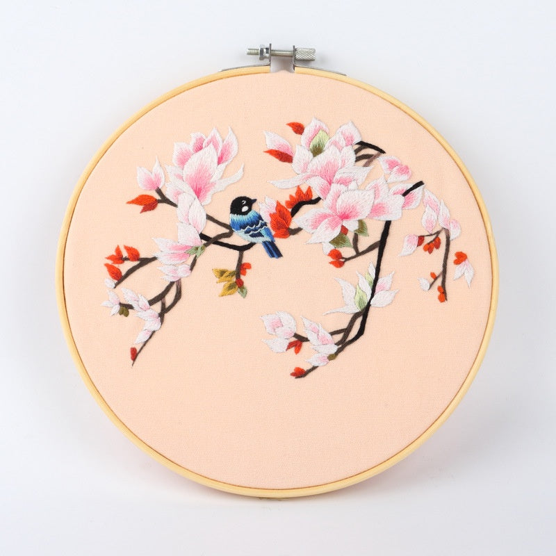 Embroidery Kit- Needlework for Beginner- Cross Stitch set/ DIY手工刺绣材料包- 仙鹤花草初学者绣花套件