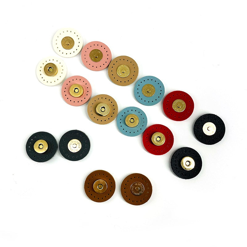 DIY Hand Sew/ sew on Magnetic Leather Snap Button Purse/Bag Accessories Multicolor round Leather Stitching Diameter 3cm