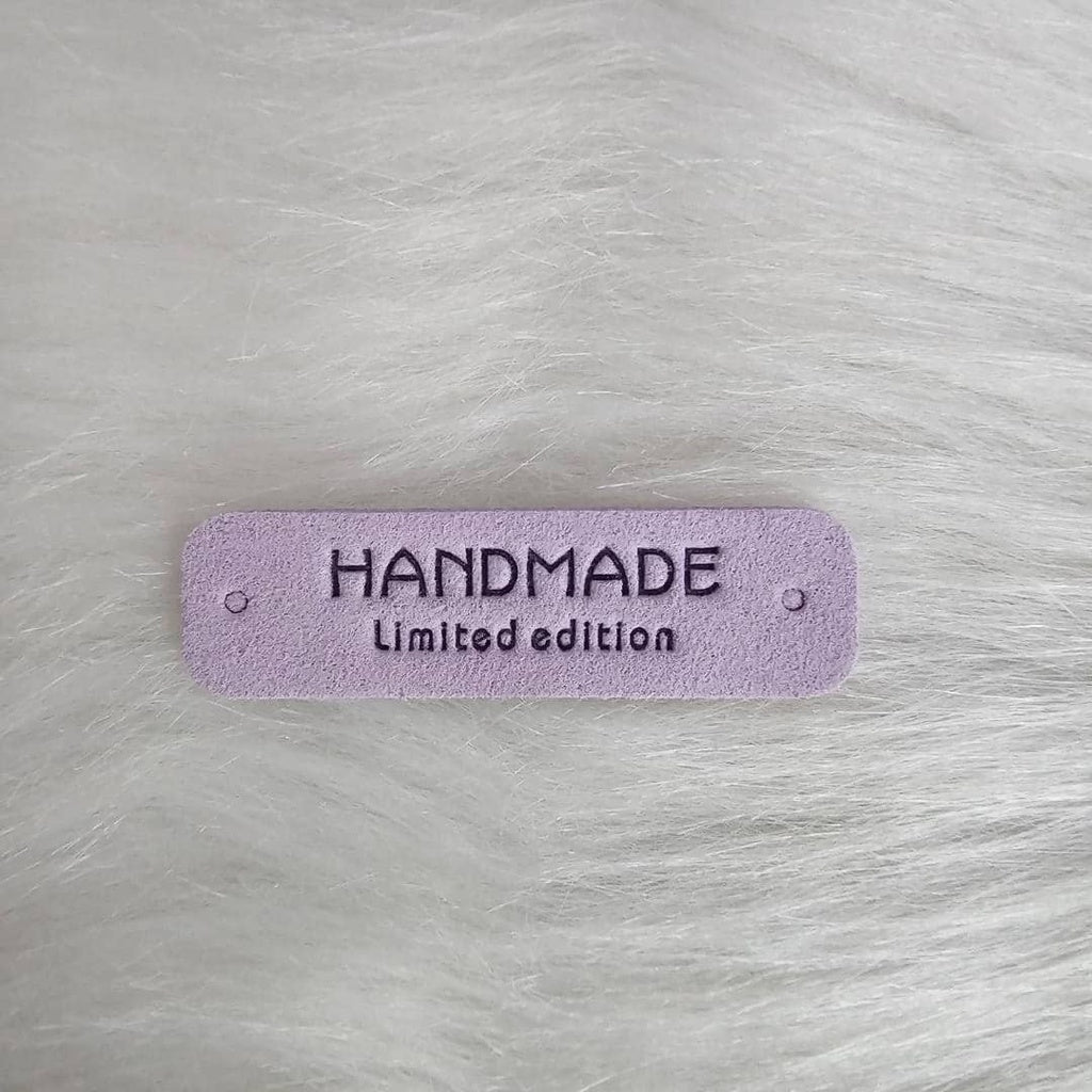 5pcs Handmade Microfiber Label Tag Color Tag 彩色标签handmade字母两孔压花麂皮绒皮标