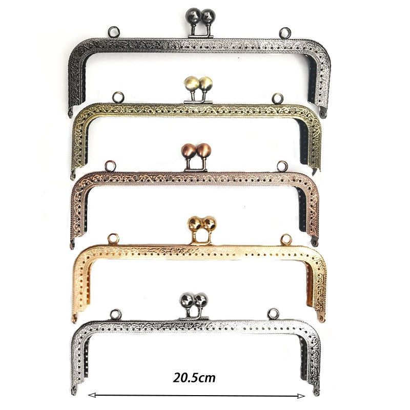 20.5cm Square Shape Kiss Lock Wallet Purse Frame DIY Crochet Purse Accessories Sewing Clasp Purse 口金钱包包包配件