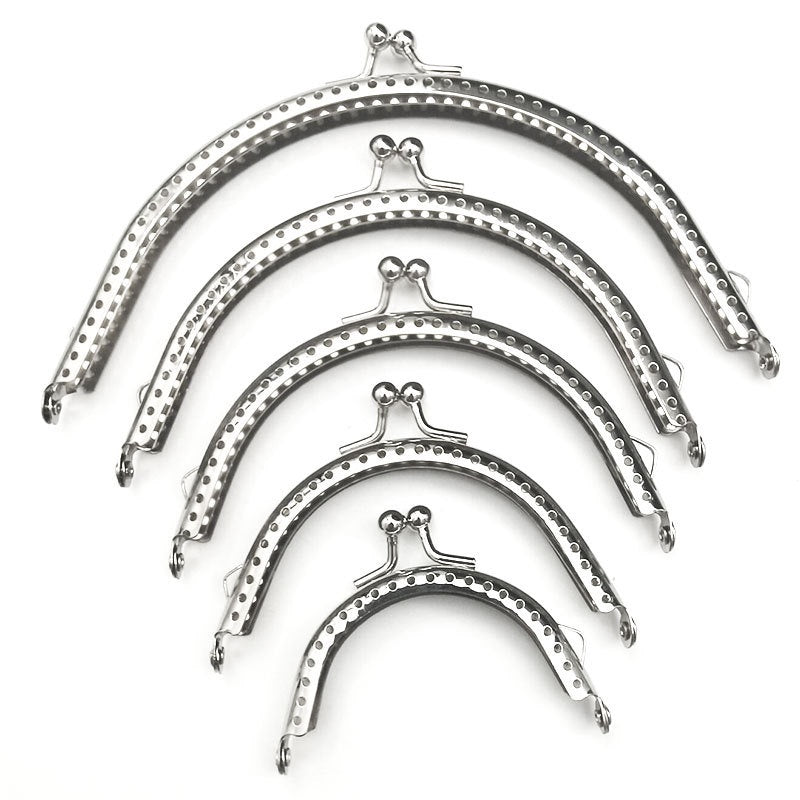 Silver Colour Kiss Lock/Glossy Semi Circle Purse Frame/DIY Crochet Purse Accessories/ Sewing Clasp Purse 口金钱包包包配件