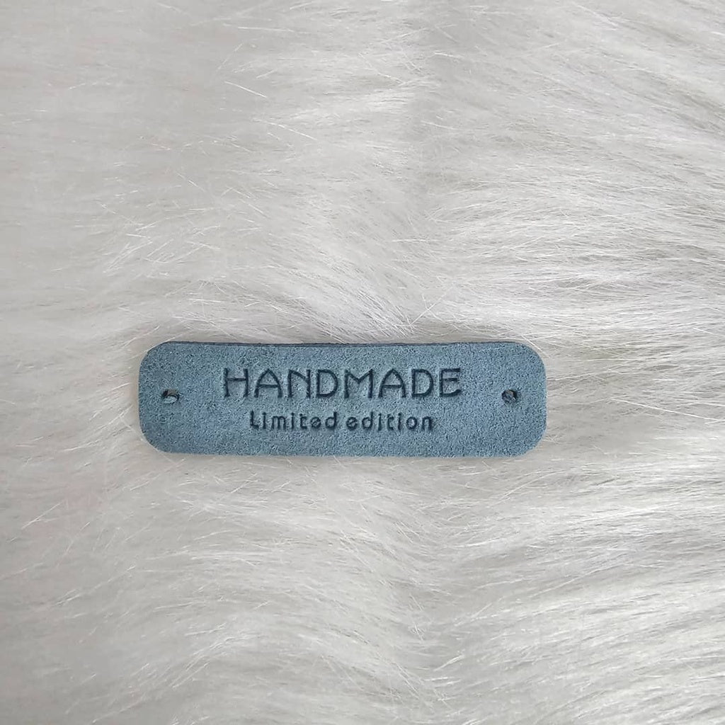 5pcs Handmade Microfiber Label Tag Color Tag 彩色标签handmade字母两孔压花麂皮绒皮标