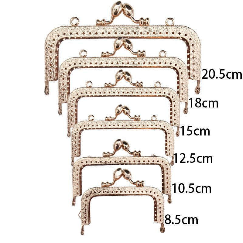Square Shape Kiss Lock Rose Gold Colour Wallet Purse Frame DIY Crochet Purse Accessories Sewing Clasp Purse 口金钱包包包配件