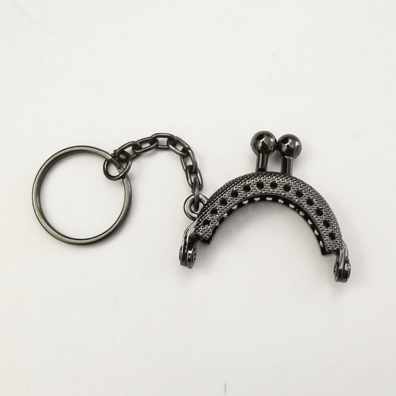 5cm Mini Keychain Clapslock purse/wallet frame Benang Kait Beg Accessories DIY小口金包包配件半圆带链格子花直珠头口金