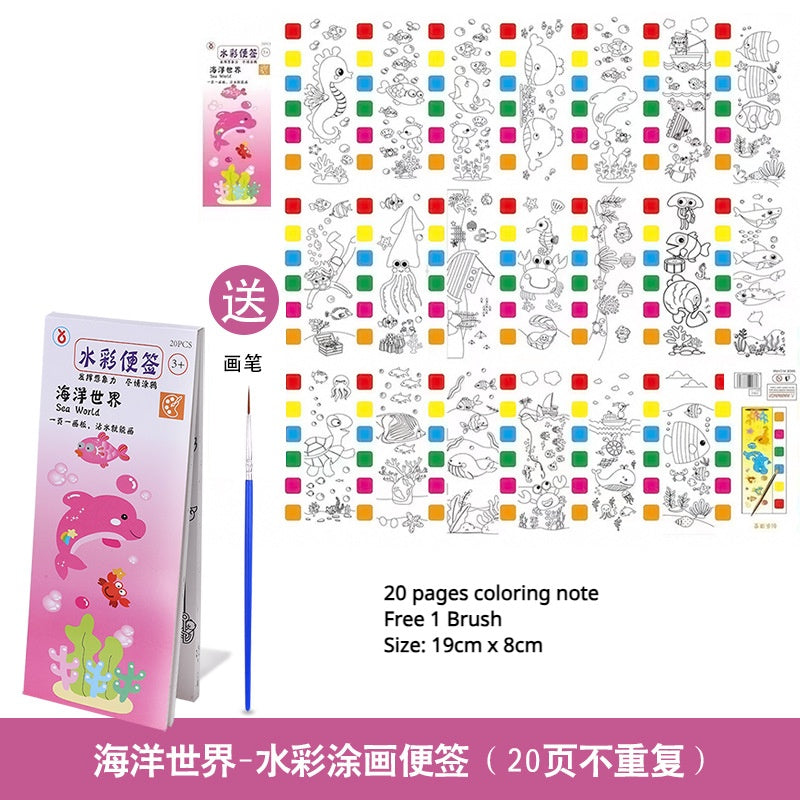 CLEARANCE - Children Coloring Note/ Watercolor Note/ Children Painting Sticky Note/Pocket Painting Note