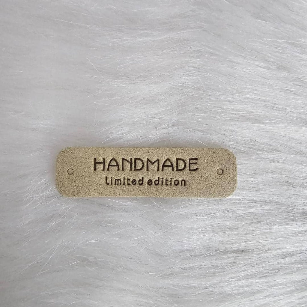 5pcs Handmade Microfiber Label Tag Color Tag 彩色标签handmade字母两孔压花麂皮绒皮标