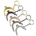 5cm Mini Keychain Clapslock purse/wallet frame Benang Kait Beg Accessories DIY小口金包包配件半圆带链格子花直珠头口金