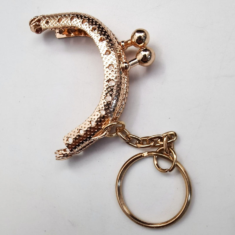 5cm Mini Keychain Clapslock purse/wallet frame Benang Kait Beg Accessories DIY小口金包包配件半圆带链格子花直珠头口金