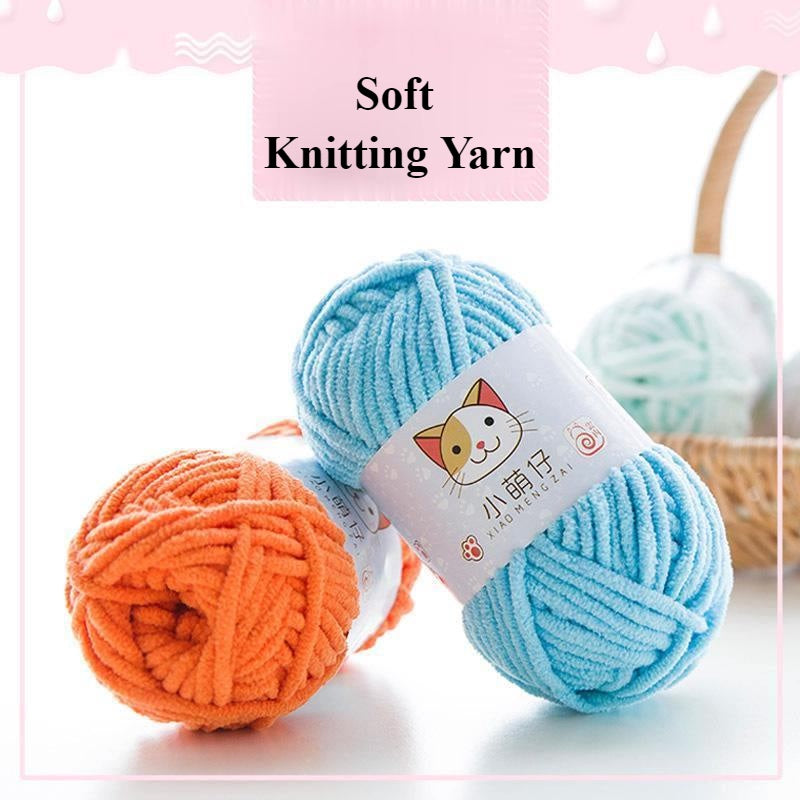 Polyester Crochet Yarn/ Benang Kait Lembut/ Soft Knitting Yarn/ Thin Chunky Yarn/ Ice Velvet Yarn/ 小萌仔冰条线