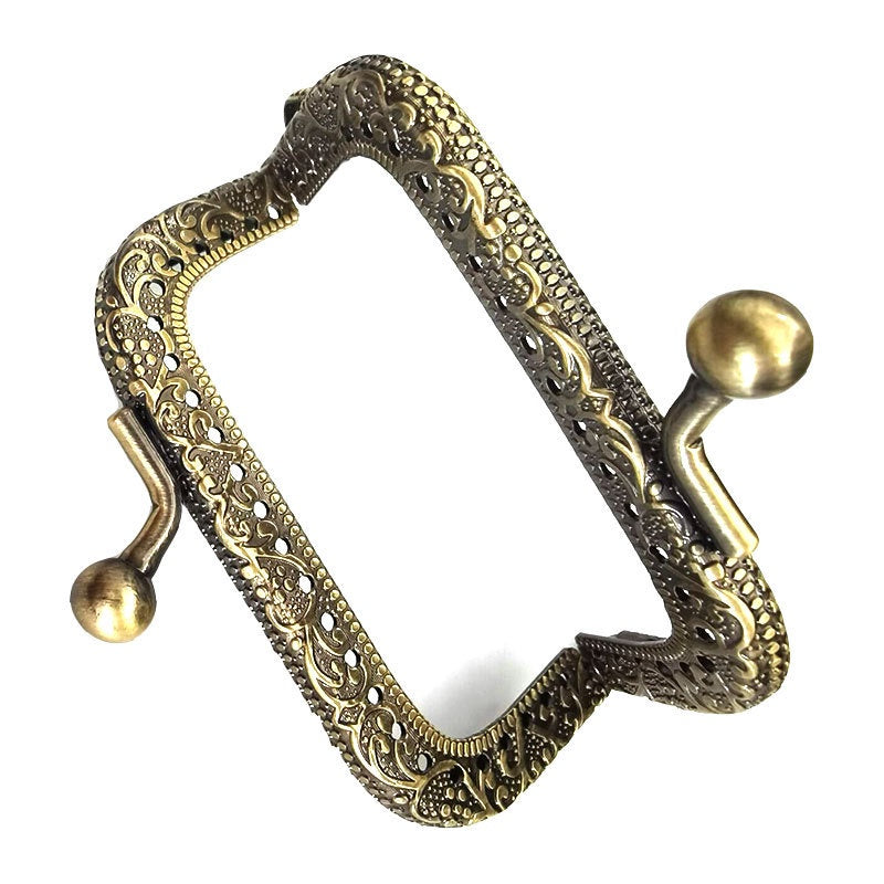Square Shape Kiss Lock Bronze Colour Wallet Purse Frame DIY Crochet Purse Accessories Sewing Clasp Purse 口金钱包包包配件