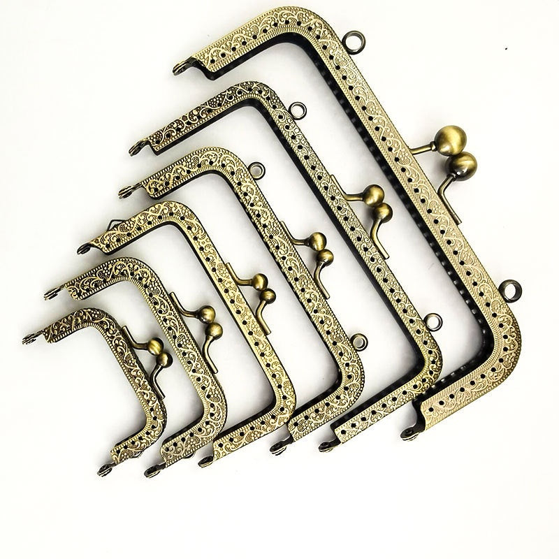 Square Shape Kiss Lock Bronze Colour Wallet Purse Frame DIY Crochet Purse Accessories Sewing Clasp Purse 口金钱包包包配件