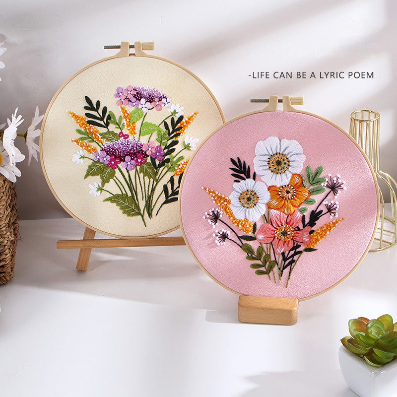 New Arrival Embroidery Kit Needlework/ Beginner Embroidery Set/ Set Sulaman Tangan/ DIY cross stitch set/ 刺绣材料包