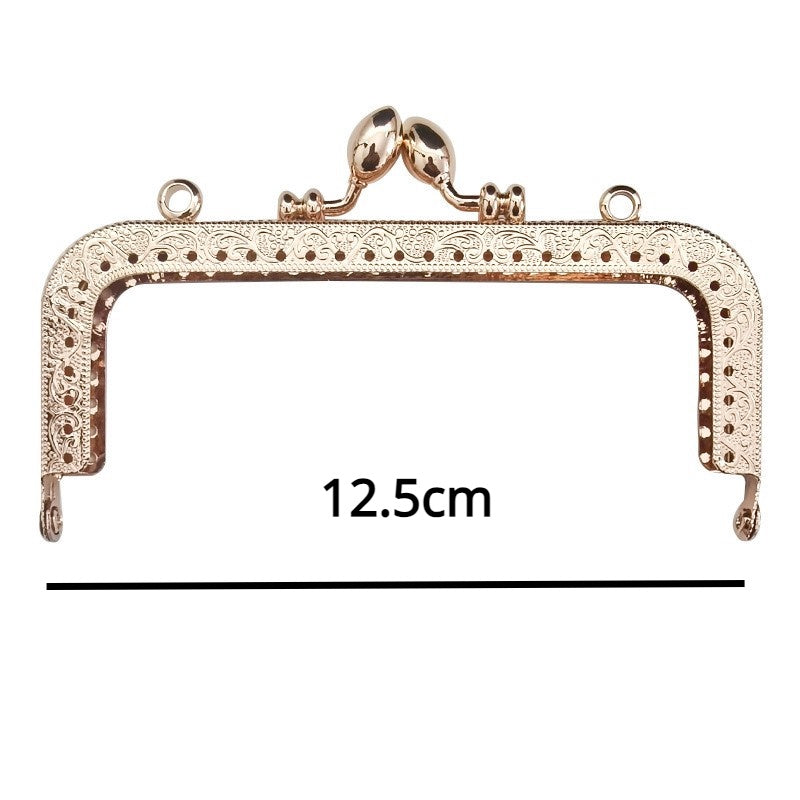 Square Shape Kiss Lock Rose Gold Colour Wallet Purse Frame DIY Crochet Purse Accessories Sewing Clasp Purse 口金钱包包包配件