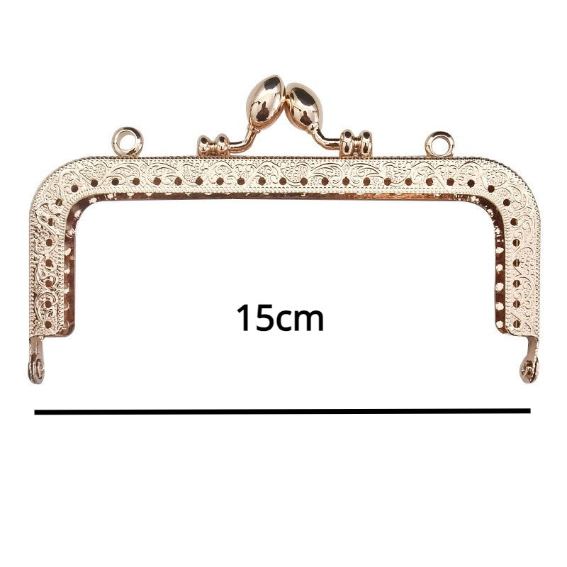Square Shape Kiss Lock Rose Gold Colour Wallet Purse Frame DIY Crochet Purse Accessories Sewing Clasp Purse 口金钱包包包配件