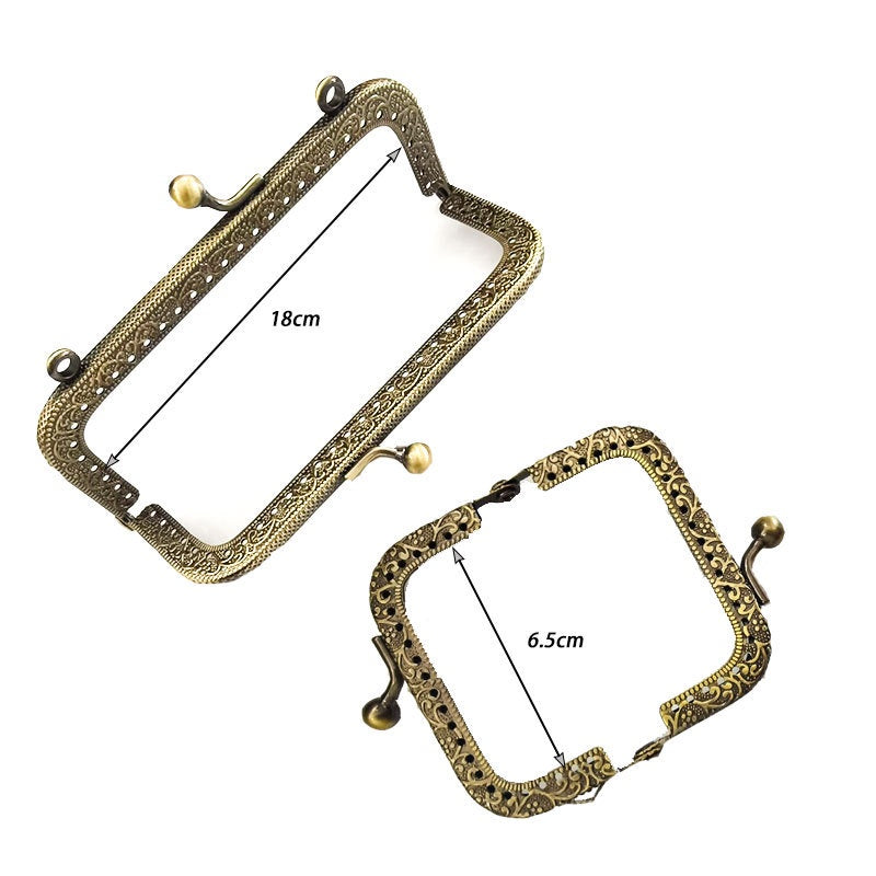 Square Shape Kiss Lock Bronze Colour Wallet Purse Frame DIY Crochet Purse Accessories Sewing Clasp Purse 口金钱包包包配件
