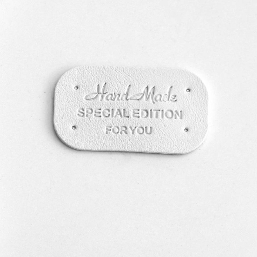 5pcs Handmade leather label tag handmade 圆角压花变色皮标