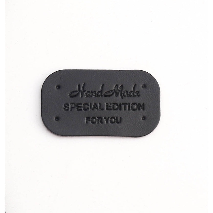 5pcs Handmade leather label tag handmade 圆角压花变色皮标