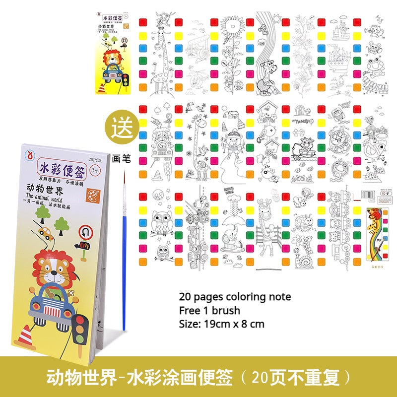 CLEARANCE - Children Coloring Note/ Watercolor Note/ Children Painting Sticky Note/Pocket Painting Note