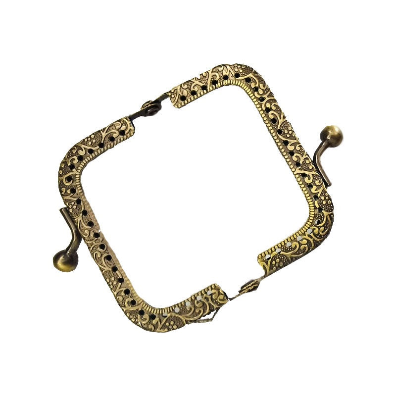 Square Shape Kiss Lock Bronze Colour Wallet Purse Frame DIY Crochet Purse Accessories Sewing Clasp Purse 口金钱包包包配件
