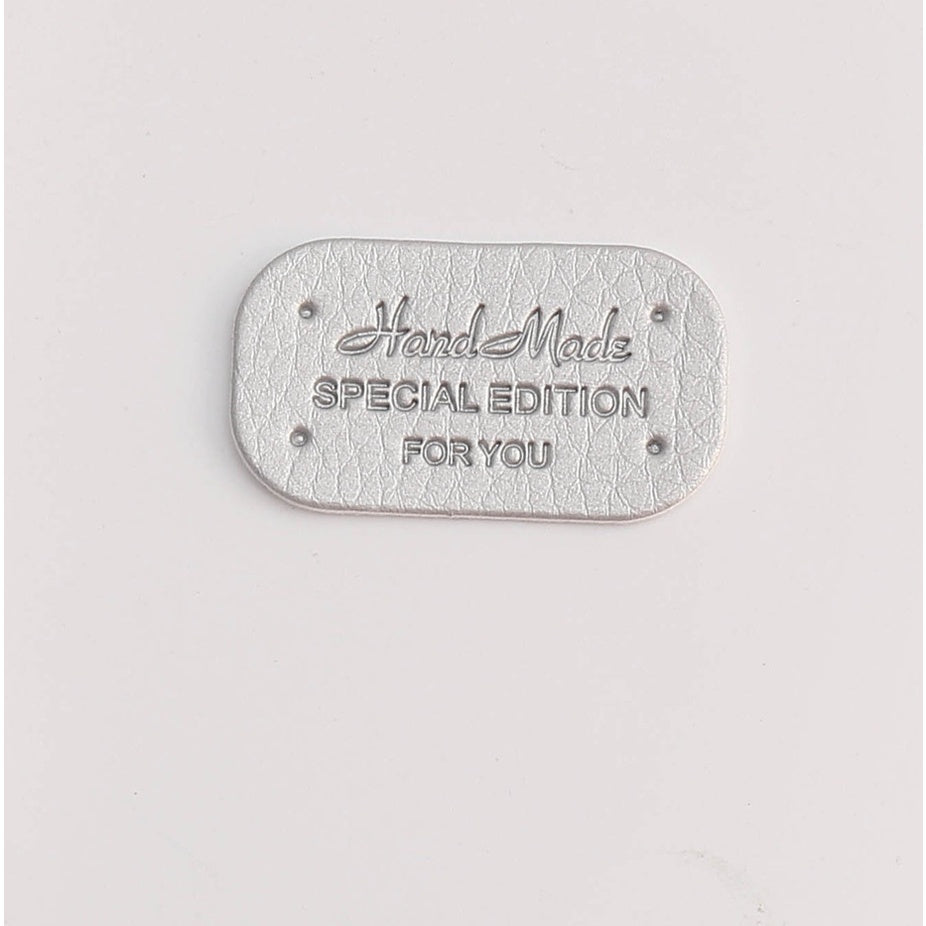 5pcs Handmade leather label tag handmade 圆角压花变色皮标