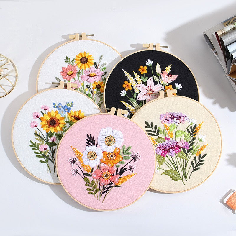 New Arrival Embroidery Kit Needlework/ Beginner Embroidery Set/ Set Sulaman Tangan/ DIY cross stitch set/ 刺绣材料包