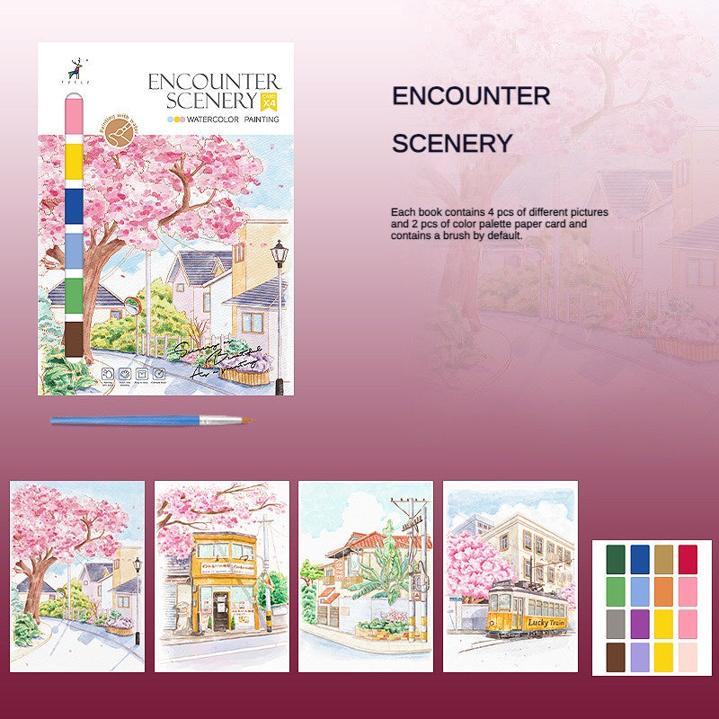 CLEARANCE Creative Watercolor Painting Book Decompression Coloring Book Graffiti Drawing Book Cartoon with Paint