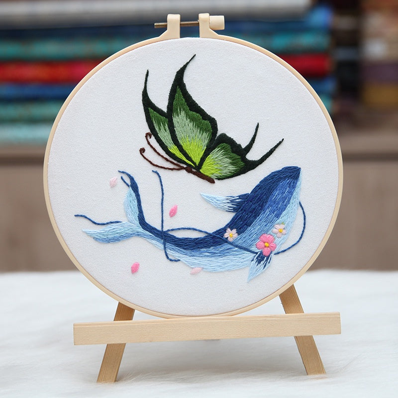 Embroidery Kit- Needlework- Whale & Butterfly Series- Beginner Embroidery Set- Sulaman Tangan- Set Sulam- Cross Stitch