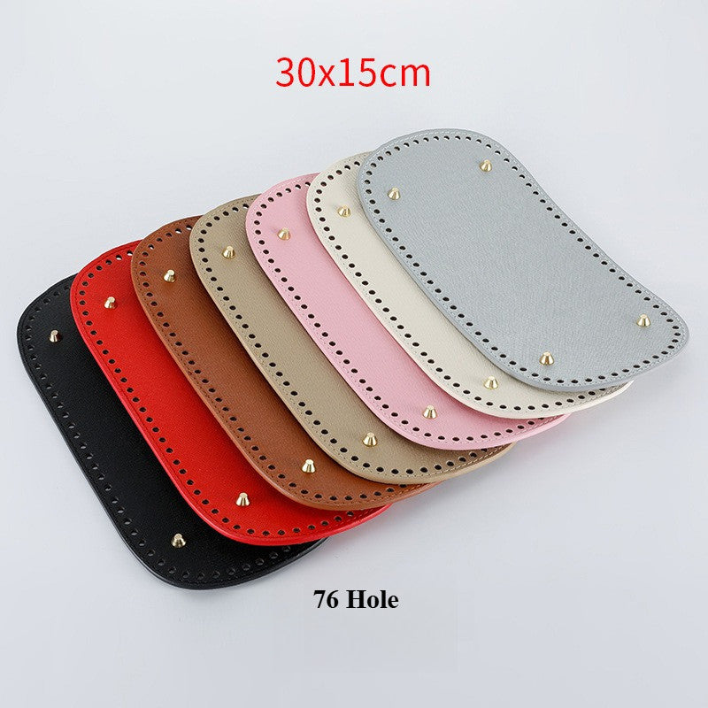 30x15cm Tapak Beg - Bentuk Bujur Kulit PU (76 Lubang) - Bahan DIY Kraf Tangan - PU Leather Bag Base - 30x15cm Oval