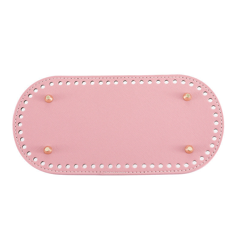 25x12cm Tapak Beg - Bentuk Bujur Kulit PU (60 Lubang) - Bahan DIY Kraf Tangan - PU Leather Bag Base - 25x12cm Oval