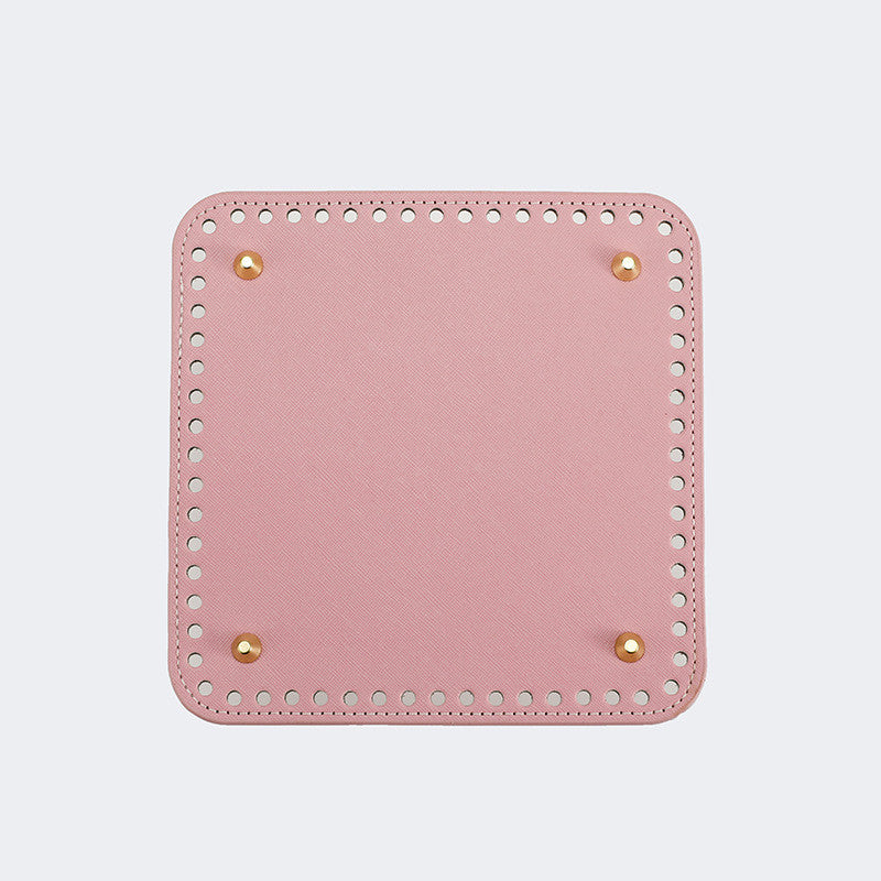 18x18cm Tapak Beg - Segi Empat Kulit PU (64 Lubang) - Bahan DIY Kraf Tangan - PU Leather Bag Base - 18x18cm Square