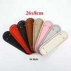 26x8cm Tapak Beg - Bentuk Bujur Kulit PU (56 Lubang) - Bahan DIY Kraf Tangan - PU Leather Bag Base - 26x8cm Oval