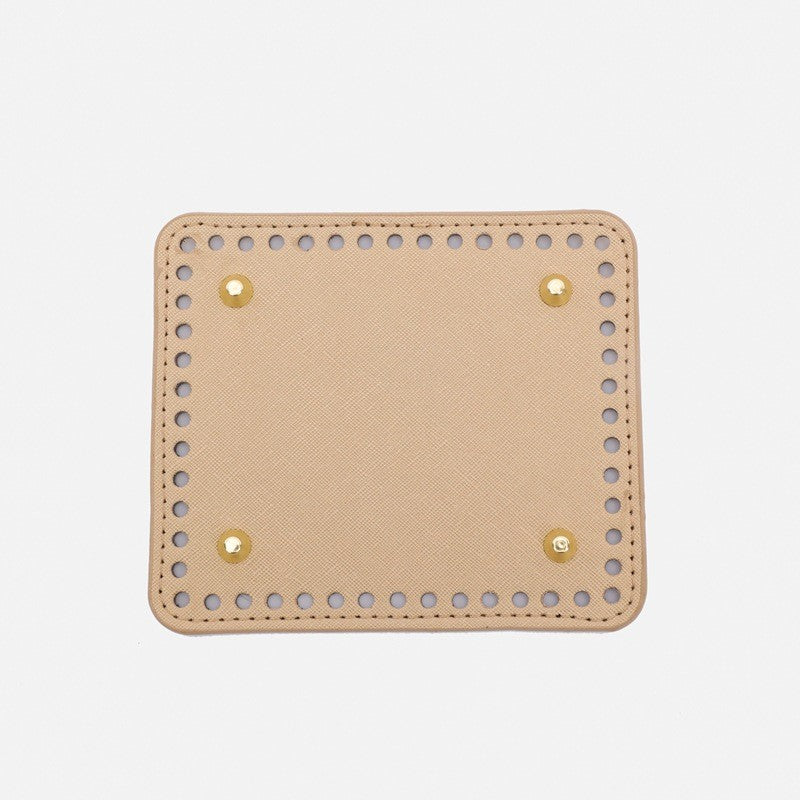 15x13cm Tapak Beg - Segi Empat Kulit PU (52 Lubang) - Bahan DIY Kraf Tangan - PU Leather Bag Base - 15x13cm Square