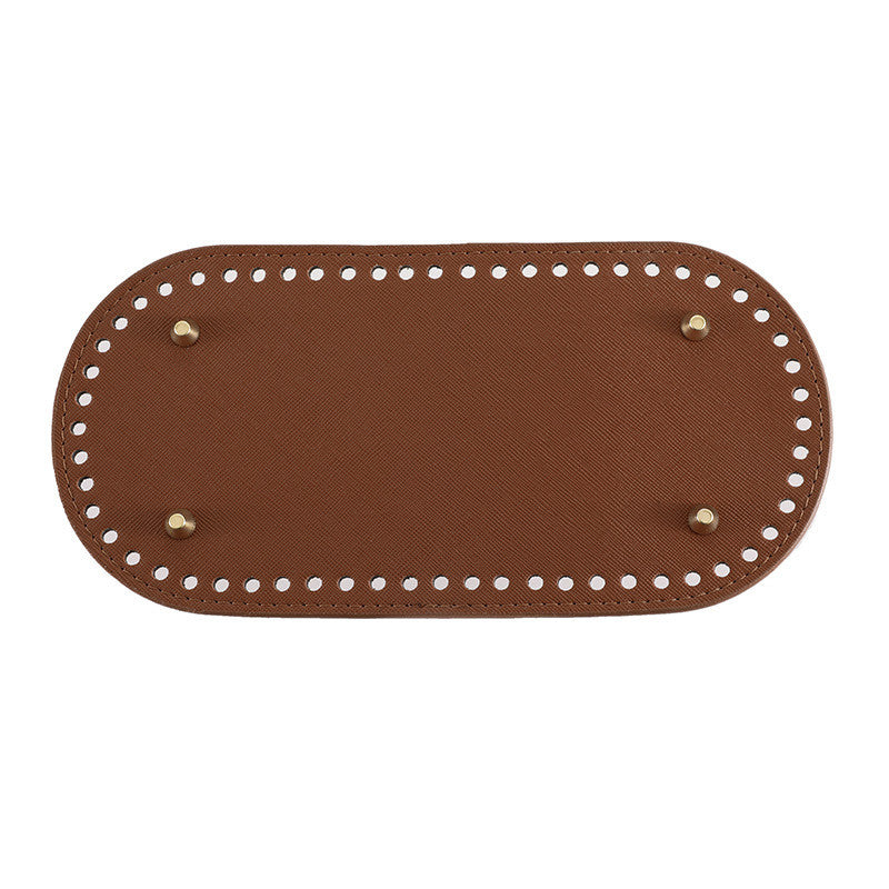 25x12cm Tapak Beg - Bentuk Bujur Kulit PU (60 Lubang) - Bahan DIY Kraf Tangan - PU Leather Bag Base - 25x12cm Oval