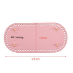 25x12cm Tapak Beg - Bentuk Bujur Kulit PU (60 Lubang) - Bahan DIY Kraf Tangan - PU Leather Bag Base - 25x12cm Oval