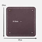 25cm Tapak Beg - Segi Empat Kulit PU (92 Lubang) - Bahan DIY Kraf Tangan - PU Leather Bag Base - 25cm Square